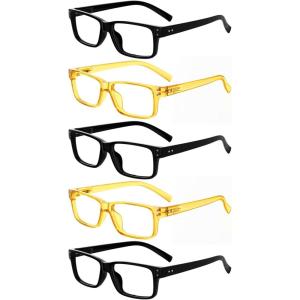 image:imageEyekepper 7pack Reading Glasses Blue Light Blocking for Men 2753 Black 2 Yellow