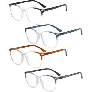image:imageEyekepper 4 Pack Computer Reading Glasses for Women Blue Light Blocking Readers Yellow Tinted 1504 Pairs Mix
