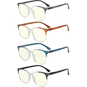 image:imageEyekepper 4 Pack Computer Reading Glasses for Women Blue Light Blocking Readers Yellow Tinted 150Blue Light Blockingb404 Pairs