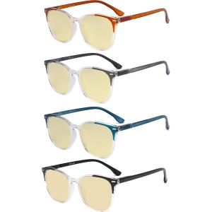 image:imageEyekepper 4 Pack Computer Reading Glasses for Women Blue Light Blocking Readers Yellow Tinted 150Blue Light Blockingb604 Pairs
