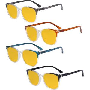 image:imageEyekepper 4 Pack Computer Reading Glasses for Women Blue Light Blocking Readers Yellow Tinted 150Blue Light Blockingb904 Pairs