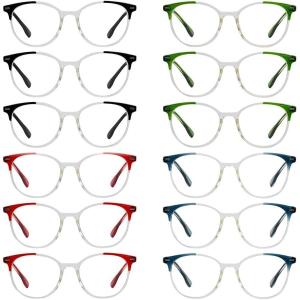 image:imageEyekepper 4pack Round Reading Glasses Blue Light Blocking Women Yellow Tinted 15012 Pack Mix  R9002c