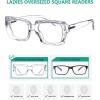 image:imageEyekepper 4 Pack Reading Glasses Blue Light Blocking Oversized Square Computer Readers 0504pcstransparent