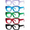 image:imageEyekepper 4 Pack Reading Glasses Blue Light Blocking Oversized Square Computer Readers 0506 Pairs Mix