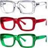 image:imageEyekepper 4 Pack Reading Glasses Blue Light Blocking Oversized Square Computer Readers 050TransparentRedGreen