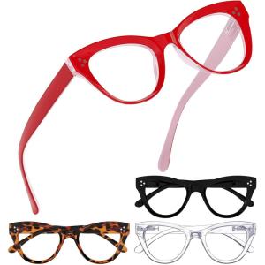 image:imageEyekepper 4 Pack Oversized Blue Light Filter Glasses Women Cat Eye Computer Eyeglasses 0004 Pairs Mix