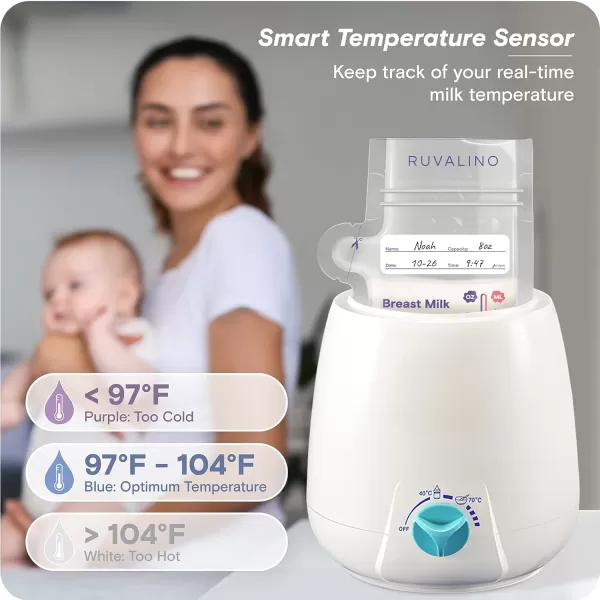 Breast Milk Storage Bags Freezer - RUVALINO® 6oz 60 Count Temp-Sensing Breastmilk Storage Bag for Breastfeeding with Pour Spout, Presterilized, No-Leak, Doubled-Sealed Bag for Fridge and Freezing