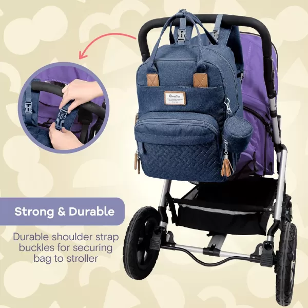 Diaper Bag Backpack, RUVALINO Neutral All-in-One Baby Bags for Boy Girl, Multifunction Large Travel Backpack with Portable Changing Pad, Stroller Straps, Pacifier Case and Insulated Pockets, Dark Gray