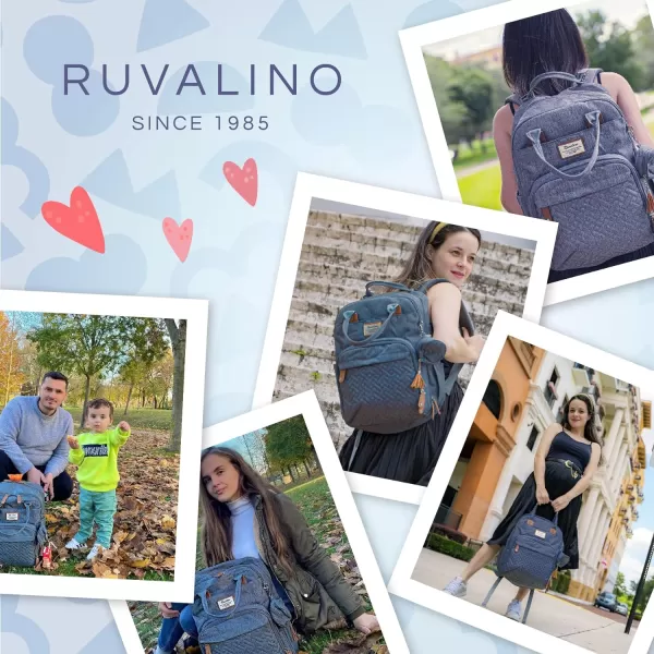 Diaper Bag Backpack, RUVALINO Neutral All-in-One Baby Bags for Boy Girl, Multifunction Large Travel Backpack with Portable Changing Pad, Stroller Straps, Pacifier Case and Insulated Pockets, Dark Gray