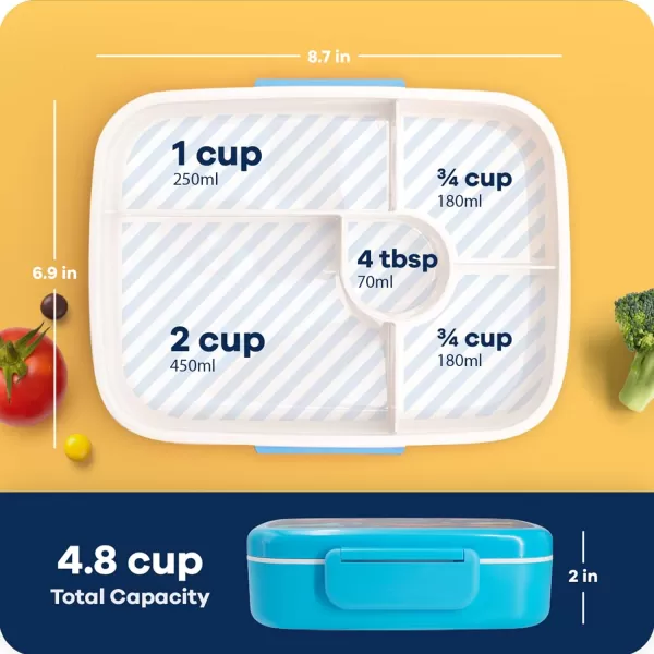 RUVALINO Bento Lunch Box for Kids, 5-Compartment Bento-Style Kids Lunch Box with Utensils, Leak-Proof, Dishwasher Safe, Pre-School Kid Daycare Lunches Snack Container for Ages 5 and up, Unicorn