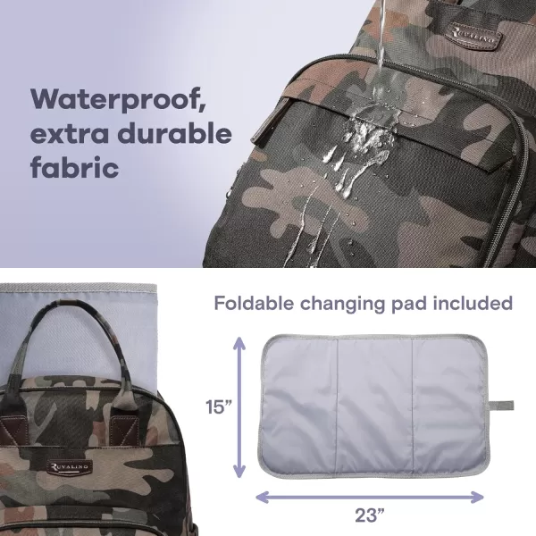 RUVALINO Diaper Bag Backpack - Multifunction Travel Back Pack Maternity Baby Changing Bags, Diaper Changing Totes, Large Capacity, Waterproof and Stylish, Baby Travel Essential, Gray