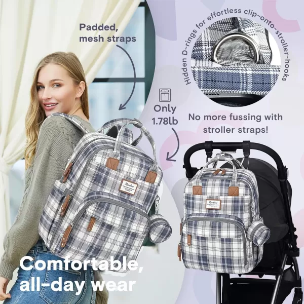 RUVALINO Diaper Bag Backpack - Multifunction Travel Back Pack Maternity Baby Changing Bags, Diaper Changing Totes, Large Capacity, Waterproof and Stylish, Baby Travel Essential, Gray