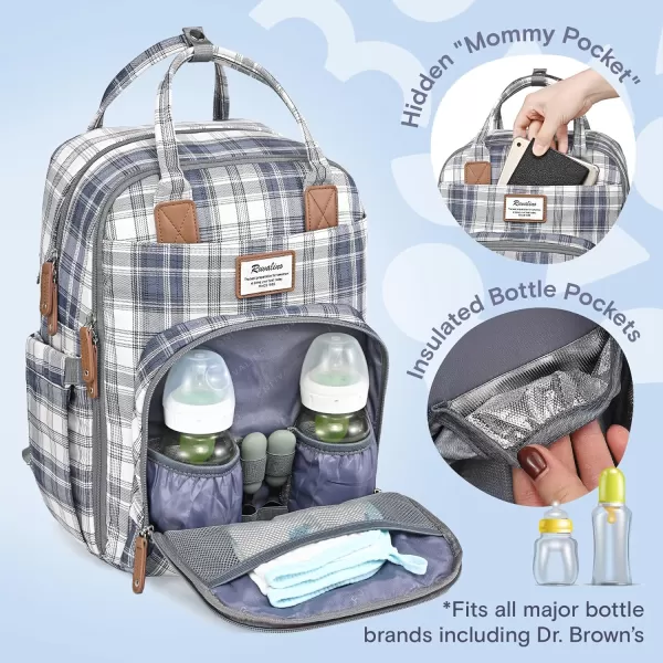 RUVALINO Diaper Bag Backpack - Multifunction Travel Back Pack Maternity Baby Changing Bags, Diaper Changing Totes, Large Capacity, Waterproof and Stylish, Baby Travel Essential, Gray