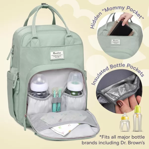 RUVALINO Diaper Bag Backpack - Multifunction Travel Back Pack Maternity Baby Changing Bags, Diaper Changing Totes, Large Capacity, Waterproof and Stylish, Baby Travel Essential, Gray
