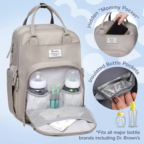 RUVALINO Diaper Bag Backpack - Multifunction Travel Back Pack Maternity Baby Changing Bags, Diaper Changing Totes, Large Capacity, Waterproof and Stylish, Baby Travel Essential, Gray
