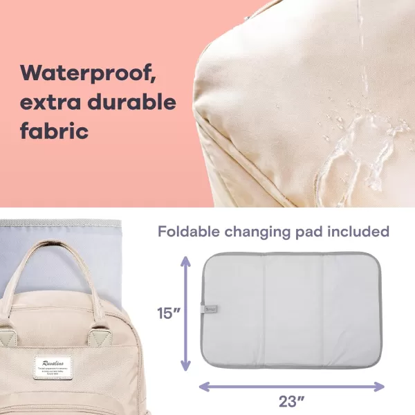 RUVALINO Diaper Bag Backpack - Multifunction Travel Back Pack Maternity Baby Changing Bags, Diaper Changing Totes, Large Capacity, Waterproof and Stylish, Baby Travel Essential, Gray