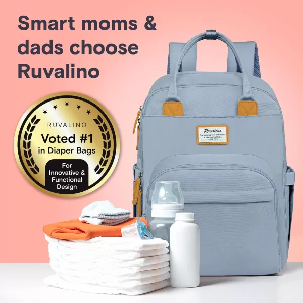 RUVALINO Diaper Bag Backpack - Multifunction Travel Back Pack Maternity Baby Changing Bags, Diaper Changing Totes, Large Capacity, Waterproof and Stylish, Baby Travel Essential, Gray