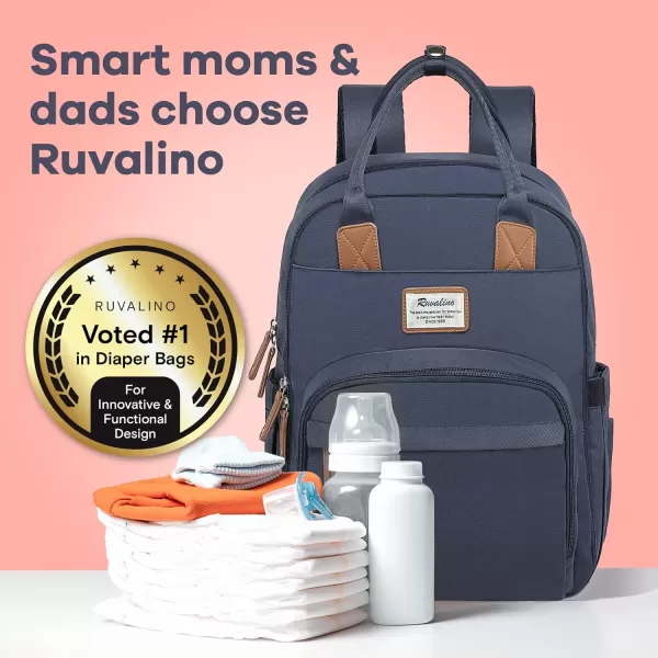 RUVALINO Diaper Bag Backpack - Multifunction Travel Back Pack Maternity Baby Changing Bags, Diaper Changing Totes, Large Capacity, Waterproof and Stylish, Baby Travel Essential, Gray