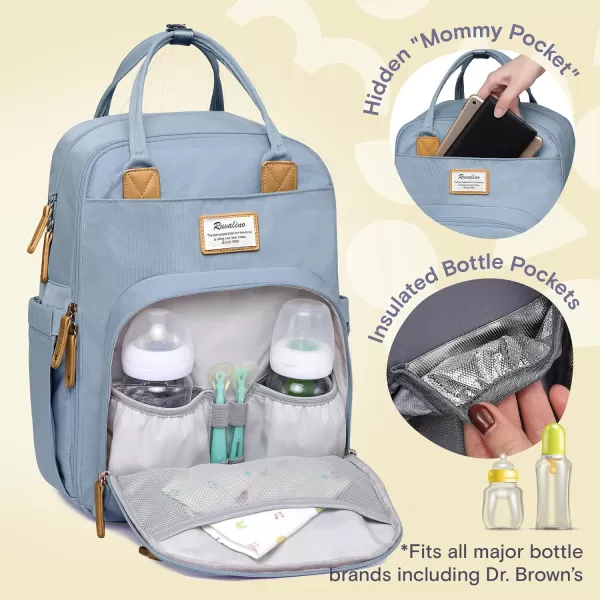 RUVALINO Diaper Bag Backpack - Multifunction Travel Back Pack Maternity Baby Changing Bags, Diaper Changing Totes, Large Capacity, Waterproof and Stylish, Baby Travel Essential, Gray