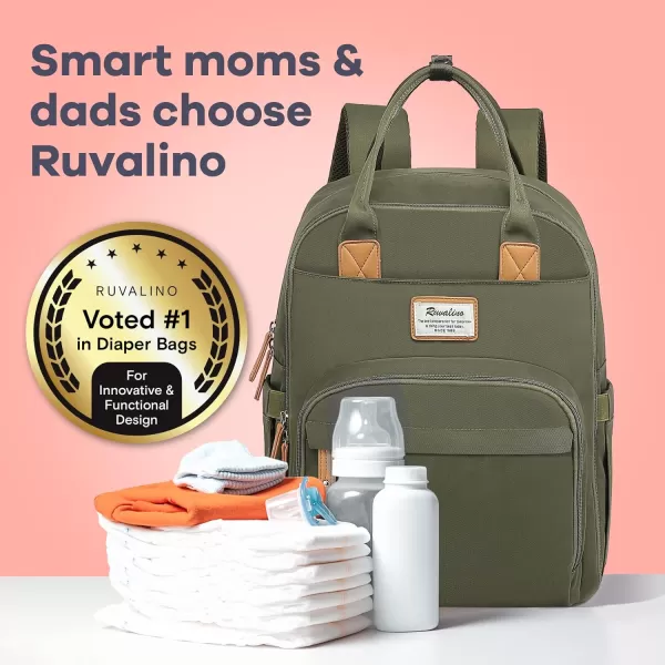 RUVALINO Diaper Bag Backpack - Multifunction Travel Back Pack Maternity Baby Changing Bags, Diaper Changing Totes, Large Capacity, Waterproof and Stylish, Baby Travel Essential, Gray