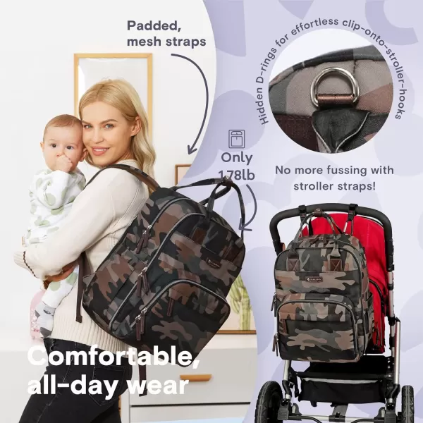 RUVALINO Diaper Bag Backpack - Multifunction Travel Back Pack Maternity Baby Changing Bags, Diaper Changing Totes, Large Capacity, Waterproof and Stylish, Baby Travel Essential, Gray