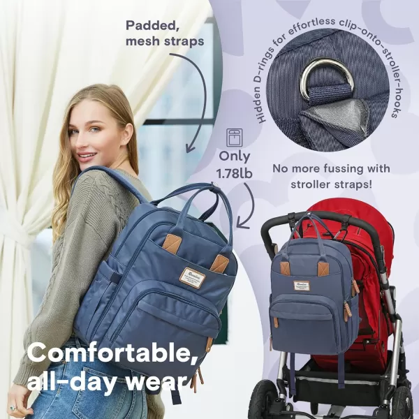 RUVALINO Diaper Bag Backpack - Multifunction Travel Back Pack Maternity Baby Changing Bags, Diaper Changing Totes, Large Capacity, Waterproof and Stylish, Baby Travel Essential, Gray
