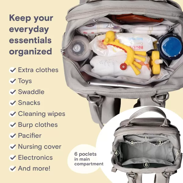 RUVALINO Diaper Bag Backpack - Multifunction Travel Back Pack Maternity Baby Changing Bags, Diaper Changing Totes, Large Capacity, Waterproof and Stylish, Baby Travel Essential, Gray