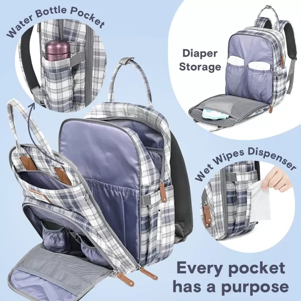 RUVALINO Diaper Bag Backpack - Multifunction Travel Back Pack Maternity Baby Changing Bags, Diaper Changing Totes, Large Capacity, Waterproof and Stylish, Baby Travel Essential, Gray