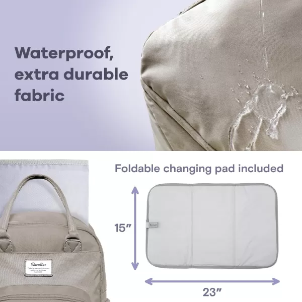 RUVALINO Diaper Bag Backpack - Multifunction Travel Back Pack Maternity Baby Changing Bags, Diaper Changing Totes, Large Capacity, Waterproof and Stylish, Baby Travel Essential, Gray