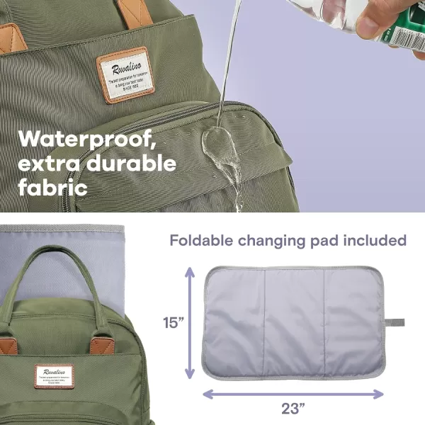 RUVALINO Diaper Bag Backpack - Multifunction Travel Back Pack Maternity Baby Changing Bags, Diaper Changing Totes, Large Capacity, Waterproof and Stylish, Baby Travel Essential, Gray