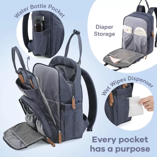 RUVALINO Diaper Bag Backpack - Multifunction Travel Back Pack Maternity Baby Changing Bags, Diaper Changing Totes, Large Capacity, Waterproof and Stylish, Baby Travel Essential, Gray
