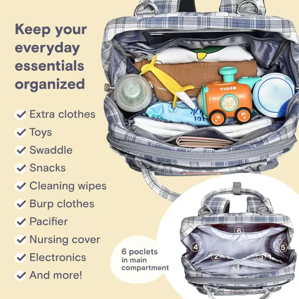 RUVALINO Diaper Bag Backpack - Multifunction Travel Back Pack Maternity Baby Changing Bags, Diaper Changing Totes, Large Capacity, Waterproof and Stylish, Baby Travel Essential, Gray