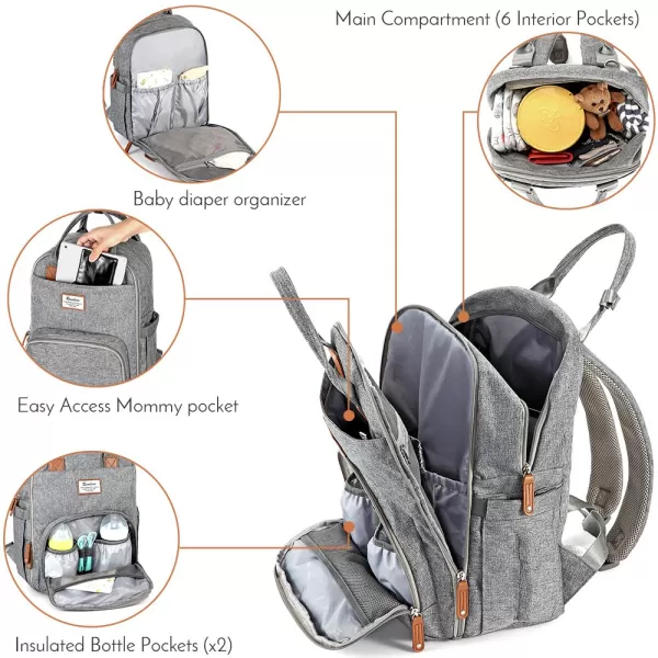 RUVALINO Diaper Bag Backpack, Multifunction Travel Back Pack Maternity Baby Changing Bags, Large Capacity, Waterproof and Stylish, Black