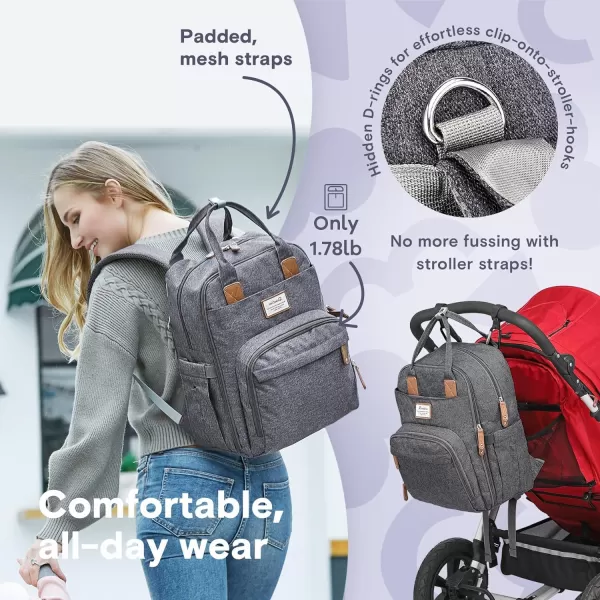 RUVALINO Diaper Bag Backpack, Multifunction Travel Back Pack Maternity Baby Changing Bags, Large Capacity, Waterproof and Stylish, Black