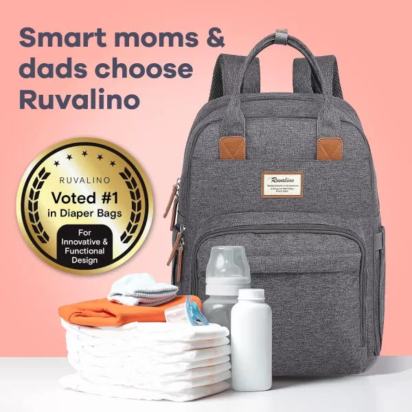 RUVALINO Diaper Bag Backpack, Multifunction Travel Back Pack Maternity Baby Changing Bags, Large Capacity, Waterproof and Stylish, Black