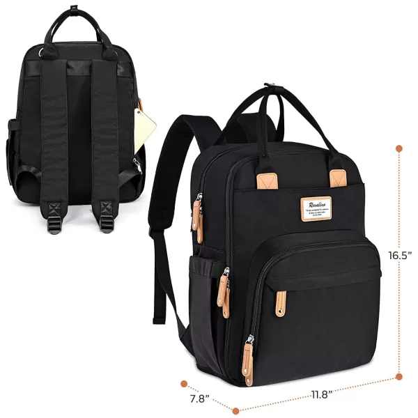 RUVALINO Diaper Bag Backpack, Multifunction Travel Back Pack Maternity Baby Changing Bags, Large Capacity, Waterproof and Stylish, Black