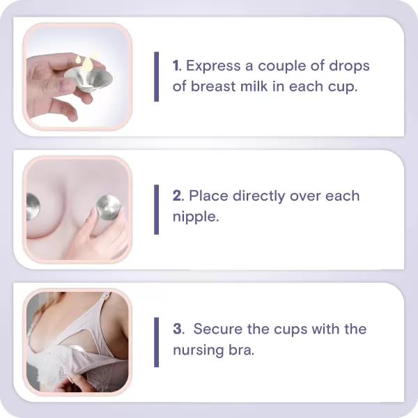 RUVALINO Original Silver Nursing Cups, Breastfeeding Essentials Nipple Shields for Nursing Newborn, Nipple Cover for Breastfeeding, Healing Cups for Sore Nipple Relief, No Need Nipple Cream 