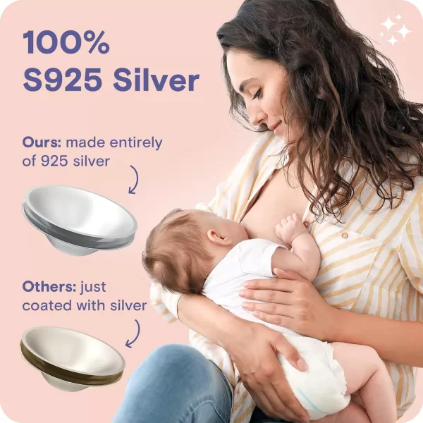 RUVALINO Original Silver Nursing Cups, Breastfeeding Essentials Nipple Shields for Nursing Newborn, Nipple Cover for Breastfeeding, Healing Cups for Sore Nipple Relief, No Need Nipple Cream 