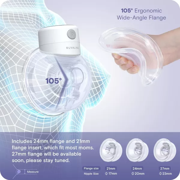 Wearable Breast Pump, RUVALINO S12A Portable Electric Breast Pump Hands Free with 3 Modes &amp; 12 Levels, Smart Display, 24mm Comfortable Flange, Breastfeeding Essentials Baby Registry 