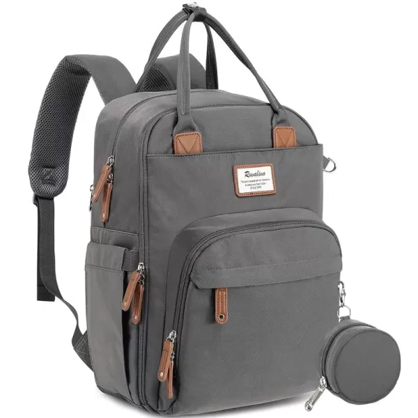 RUVALINO Diaper Bag Backpack - Multifunction Travel Back Pack Maternity Baby Changing Bags, Diaper Changing Totes, Large Capacity, Waterproof and Stylish, Baby Travel Essential, Gray