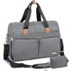 imageRUVALINO Diaper Bag Tote Hospital Bag Large Travel Weekender Diaper Changing Messenger for Mom and DadGray