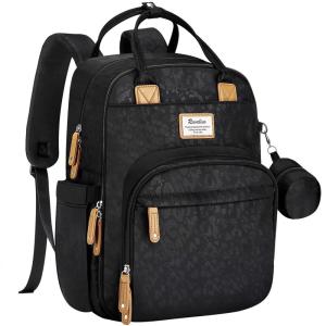 imageRUVALINO Diaper Bag Backpack  Multifunction Travel Back Pack Maternity Baby Changing Bags Diaper Changing Totes Large Capacity Waterproof and Stylish Baby Travel Essential Army GreenBlack Leopard