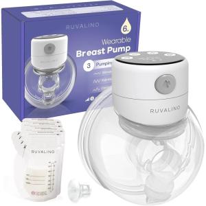 imageWearable Breast Pump RUVALINO S12A Portable Electric Breast Pump Hands Free with 3 Modes ampamp 12 Levels Smart Display 24mm Comfortable Flange Breastfeeding Essentials Baby Registry Pack of 1