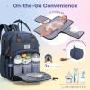 imageRUVALINO Diaper Bag Backpack Multifunction Travel Pack Maternity Baby Changing Bags Large Capacity Waterproof GrayNavy Blue