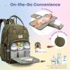 imageRUVALINO Diaper Bag Backpack Multifunction Travel Pack Maternity Baby Changing Bags Large Capacity Waterproof GrayOlive Green