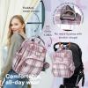imageRUVALINO Diaper Bag BackpackMultifunction Travel Baby Diaper Bag with Changing Pad Insulated Bottle Holders ampamp Pacifier Case Large Capacity Waterproof GrayPink Plaid