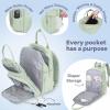 imageRUVALINO Diaper Bag BackpackMultifunction Travel Baby Diaper Bag with Changing Pad Insulated Bottle Holders ampamp Pacifier Case Large Capacity Waterproof GrayMint Green