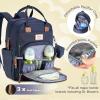imageRUVALINO Diaper Bag BackpackMultifunction Travel Baby Diaper Bag with Changing Pad Insulated Bottle Holders ampamp Pacifier Case Large Capacity Waterproof GrayNavy Blue