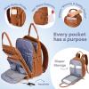 imageRUVALINO Diaper Bag BackpackMultifunction Travel Baby Diaper Bag with Changing Pad Insulated Bottle Holders ampamp Pacifier Case Large Capacity Waterproof GrayClassic Brown