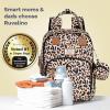 imageRUVALINO Diaper Bag BackpackMultifunction Travel Baby Diaper Bag with Changing Pad Insulated Bottle Holders ampamp Pacifier Case Large Capacity Waterproof GrayYellow Leopard